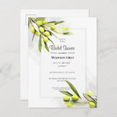 Elegant Waterverf Olive Branches Vrijgezellenfeest Uitnodiging Briefkaart (Voorkant / Achterkant)