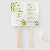 Elegant Waterverf Olive Branches Wedding Menu Handwaaier (Voorkant en achterkant)