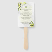 Elegant Waterverf Olive Branches Wedding Menu Handwaaier (Achterkant)