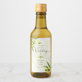 Elegant Waterverf Olive Branches Wedding Wijn Etiket (Voorkant)