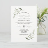 Elegant Waterverf Olive Green Leaf Wedding Kaart (Staand voorkant)