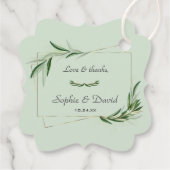 Elegant Waterverf Olive Greenery Gold Wedding Bedankjes Labels (Achterkant)