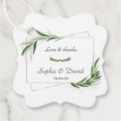Elegant Waterverf Olive Greenery Gold Wedding Bedankjes Labels (Voorkant)