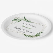 Elegant Waterverf Olive Greenery Gold Wedding Papieren Bordje (Gekanteld)