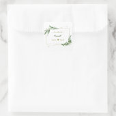 Elegant Waterverf Olive Greenery Gold Wedding Vierkante Sticker (Tas)