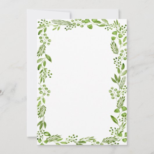Elegant Waterverf Olive Leaf Lijst Aangepast blanc Kaart (Voorkant)