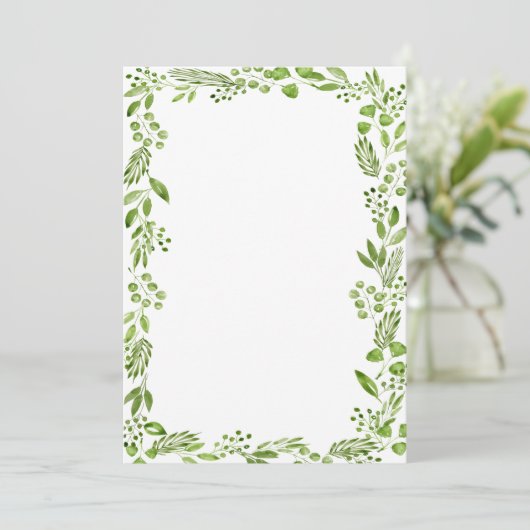 Elegant Waterverf Olive Leaf Lijst Aangepast blanc Kaart (Staand voorkant)