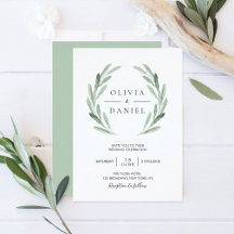 Elegant Waterverf Olive Leaf Wreatgreen Wedding