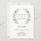 Elegant Waterverf Olive Leaf Wreatgreen Wedding Kaart (Voorkant)