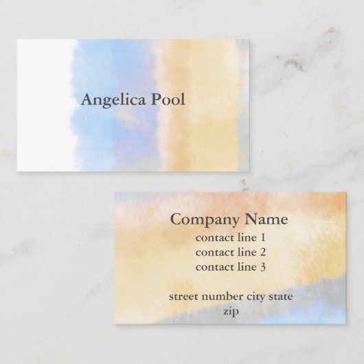 elegant waterverf ontwerp blauw en geel visitekaartje (Voorkant / Achterkant)