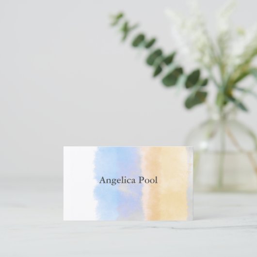 elegant waterverf ontwerp blauw en geel visitekaartje (Staand voorkant)