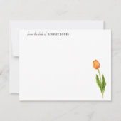 Elegant waterverf oranje tulpenbloemkaart notitiekaartje (Voorkant)