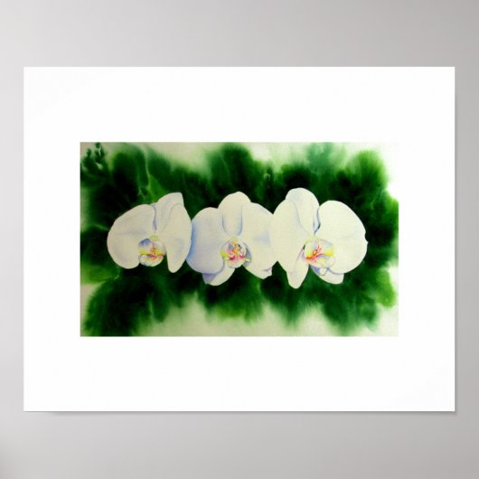 Elegant waterverf Orchids, groen botanisch Poster (Voorkant)