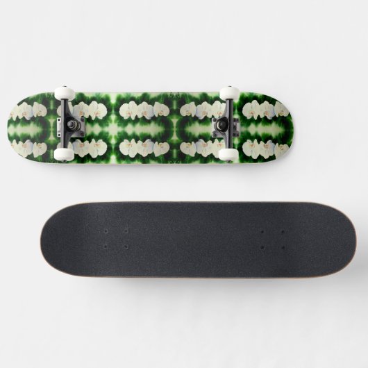 Elegant waterverf Orchids, groen botanisch Skateboard (Horizontaal)