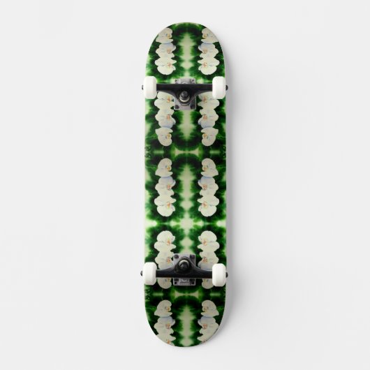 Elegant waterverf Orchids, groen botanisch Skateboard (Voorkant)