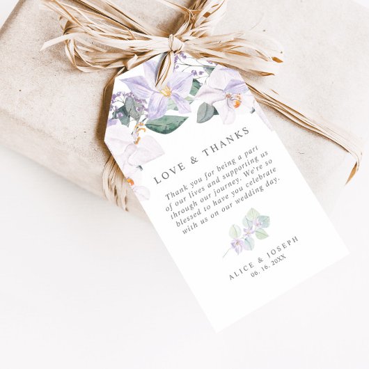 Elegant Waterverf Orchids Wedding Love & Bedankt Cadeaulabel