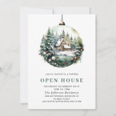 Elegant Waterverf Ornament Kerst OPEN HUIS Kaart (Voorkant)