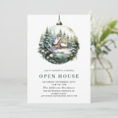 Elegant Waterverf Ornament Kerst OPEN HUIS Kaart (Staand voorkant)