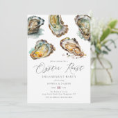 Elegant Waterverf Oyster Roast Engagement Party Kaart (Staand voorkant)