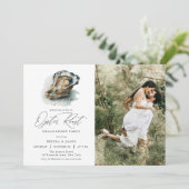 Elegant Waterverf Oyster Roast Engagement Party Kaart (Staand voorkant)