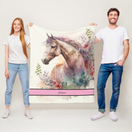 Elegant Waterverf paard Fleece Deken