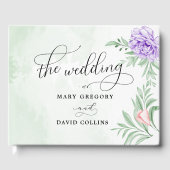 Elegant Waterverf Paars Blooms Bouquet Wedding Gastenboek (Voorkant)
