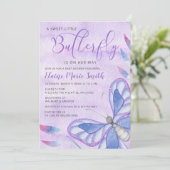 Elegant Waterverf Paars Butterfly Baby shower Kaart (Staand voorkant)
