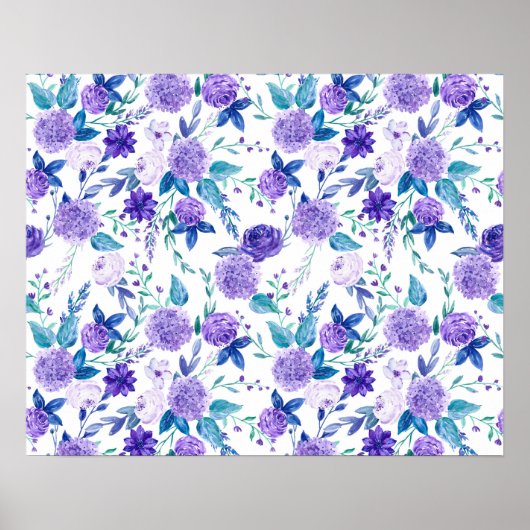 Elegant Waterverf Paars Floral Bouquet | Poster (Voorkant)