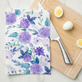 Elegant Waterverf Paars Floral Bouquet | Theedoek (Quarter Fold)