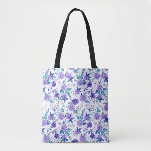 Elegant Waterverf Paars Floral Bouquet | Tote Bag (Voorkant)