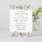 Elegant Waterverf Paars Floral Engagement Party Kaart (Staand voorkant)