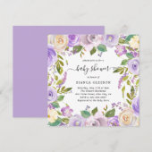 Elegant Waterverf Paars Floral Girl Baby shower Kaart (Voorkant / Achterkant)