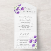 Elegant Waterverf Paars Floral Lila bruiloft All In One Uitnodiging (Binnen)