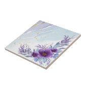 Elegant Waterverf Paars Floral Pillar Tegeltje (Zijkant)