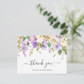 Elegant Waterverf Paars Floral Sympathie Funeral Bedankkaart (Staand voorkant)