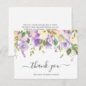 Elegant Waterverf Paars Floral Sympathie Funeral Bedankkaart (Voorkant / Achterkant)