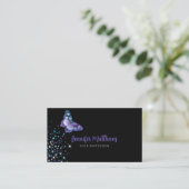 Elegant Waterverf Paars glitter Butterfly Visitekaartje (Staand voorkant)