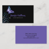 Elegant Waterverf Paars glitter Butterfly Visitekaartje (Voorkant / Achterkant)