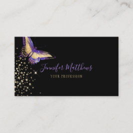 Elegant Waterverf Paars & Gold Glitter Butterfly Visitekaartje