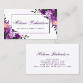 Elegant Waterverf Paars Ultra Violet Floral Visitekaartje (Voorkant / Achterkant)