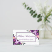 Elegant Waterverf Paars Ultra Violet Floral Visitekaartje (Staand voorkant)