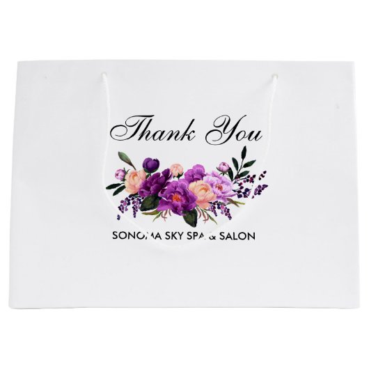 Elegant Waterverf Paars Violet Floral Hartelijk da Groot Cadeauzakje (Voorkant)