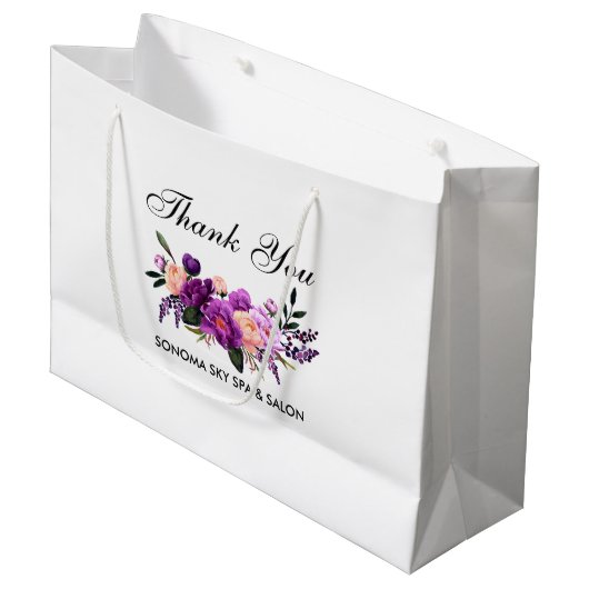 Elegant Waterverf Paars Violet Floral Hartelijk da Groot Cadeauzakje (Voorkant Gekanteld)