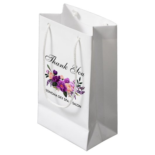 Elegant Waterverf Paars Violet Floral Hartelijk da Klein Cadeauzakje (Voorkant Gekanteld)