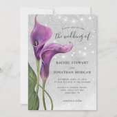 Elegant Waterverf Paarse Calla Lily Wedding Invit Kaart (Voorkant)