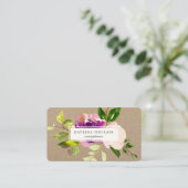 Elegant Waterverf Paarse Cassis Floral Kraft Visitekaartje (Staand voorkant)