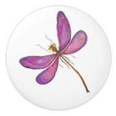 Elegant Waterverf Paarse dragonfly Keramische Knop (Voorkant)