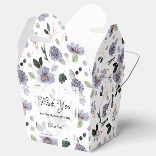 Elegant Waterverf Paarse Floral Bedankdoosjes (Geopend)