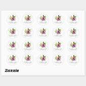 Elegant Waterverf Paarse Floral Ronde Sticker (Vel)