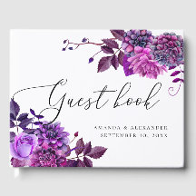 Elegant waterverf paarse florale script bruiloft